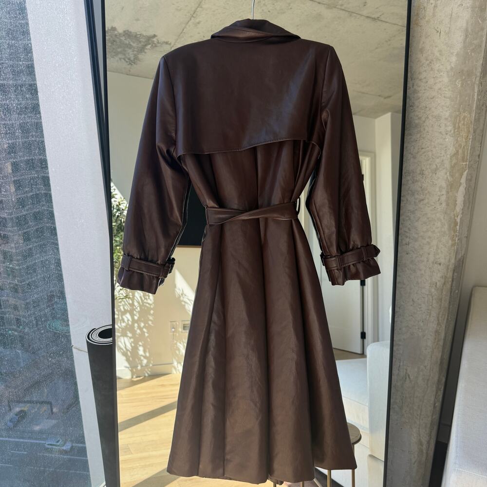 Alice and Olivia Elicia Faux Leather Trench Coat - Picture 3 of 6
